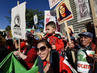 Teachers and supporters of public education march against education funding cuts during the March for Public Education in Los Angeles, Calif...