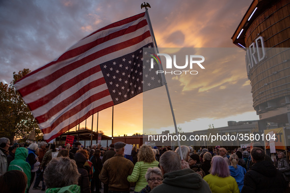 Hundreds of protesters rally in Santa Fe, New Mexico, United States on Thursday, 8 November, 2018 calling on American political leaders to p...