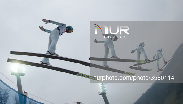 Michael Hayboeck (AUT) competes during FIS Ski Jumping World Cup 2018-2019 - Men's HS134 on November 18, 2018 in Wisla, Poland.  