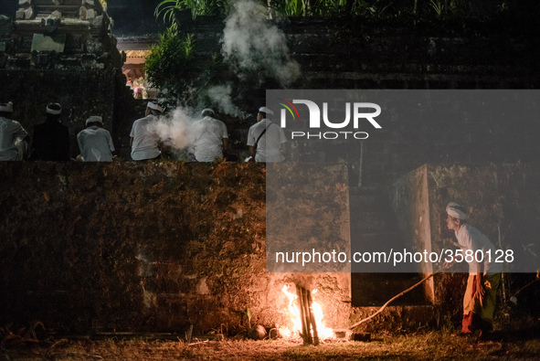 Balinese Hindu religious ceremony and dances in the village temple near Ubud, Ubud District, Bali, Indonesia, on November 22, 2018. The cere...