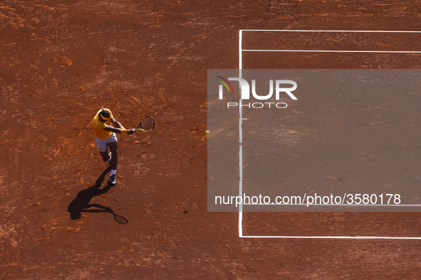 BARCELONA, SPAIN - APRIL 26: Rafael Nadal from Spain during the Barcelona Open Banc Sabadell 66º Trofeo Conde de Godo  at Reial Club Tenis B...