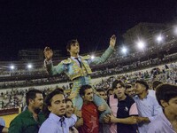 The bullfighter Roca Rey celebrating at the Plaza de Toros of Malaga. 12-19/08/2018 (