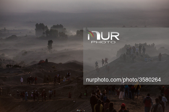 The view of sea sand where Yadnya Kasada Festival at Mount Bromo, Probolinggo, East Java, on 30th April 2018. The Yadnya Kasada is a festiva...