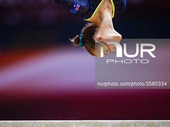 Georgia-Rose Brown of  Australia   during  Balance Beam qualification at the Aspire Dome in Doha, Qatar, Artistic FIG Gymnastics World Champ...