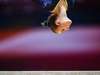 Georgia-Rose Brown of  Australia   during  Balance Beam qualification at the Aspire Dome in Doha, Qatar, Artistic FIG Gymnastics World Champ...