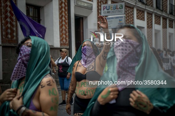 Women protest in Mexico City, Mexico, on October 14, 2018 against the femicides, disappearance of women and in favor or abortion. 