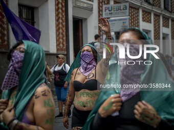 Women protest in Mexico City, Mexico, on October 14, 2018 against the femicides, disappearance of women and in favor or abortion. (