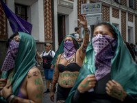 Women protest in Mexico City, Mexico, on October 14, 2018 against the femicides, disappearance of women and in favor or abortion. (