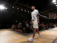 A model presents a creation from the fashion designer Lidija Kolovrat Spring/Summer 2019 collection during the day 4 of the Lisboa Fashion W...