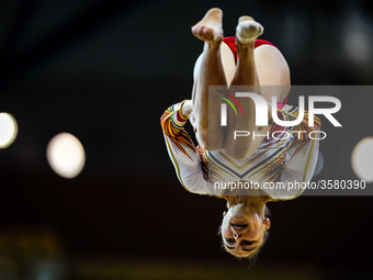 Maellyse Brassart of  Belgium   during  Floor qualification at the Aspire Dome in Doha, Qatar, Artistic FIG Gymnastics World Championshipson...