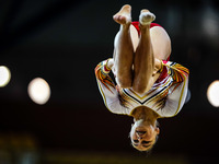 Maellyse Brassart of  Belgium   during  Floor qualification at the Aspire Dome in Doha, Qatar, Artistic FIG Gymnastics World Championshipson...