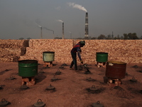 Brickfield workers are works in brickfields Narayanganj near Dhaka Bangladesh on January 12, 2019. (