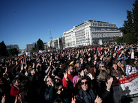 Greek school teachers protest outside the Greek Parliament in Athens, Greece on January 17, 2019. Teachers and students protest against gove...