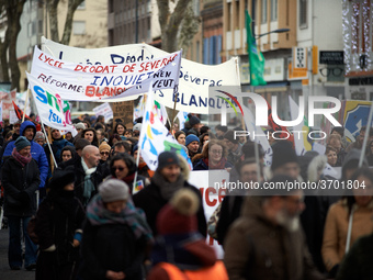 Several schoolteachers unions and two students unions (UNL, FIDL) called for a day of strike against Minister of Education J.-M. Blanquer re...