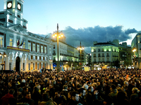 Taxi drivers strike to call for stricter regulations against ride hailing services such as Uber and Cabify in Madrid on 28th January, 2019....