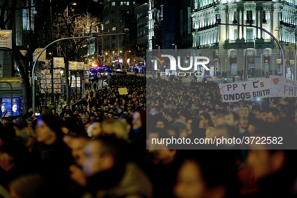 Taxi drivers strike to call for stricter regulations against ride hailing services such as Uber and Cabify in Madrid on 28th January, 2019. 