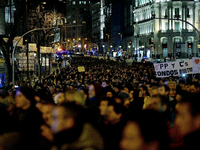 Taxi drivers strike to call for stricter regulations against ride hailing services such as Uber and Cabify in Madrid on 28th January, 2019....