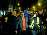 Taxi drivers strike to call for stricter regulations against ride hailing services such as Uber and Cabify in Madrid on 28th January, 2019....