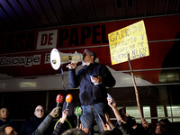 Taxi drivers strike to call for stricter regulations against ride hailing services such as Uber and Cabify in Madrid on 28th January, 2019....