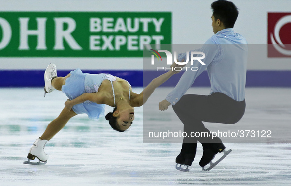 13 december-BARCELONA SPAIN: Wenjing Sui and Cong Han in the pairs free skating final in the ISU Grand Prix in Barcelona, held at the Forum...