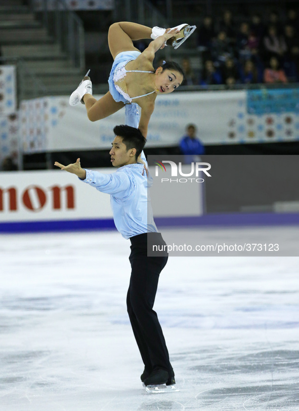 13 december-BARCELONA SPAIN: Wenjing Sui and Cong Han in the pairs free skating final in the ISU Grand Prix in Barcelona, held at the Forum...