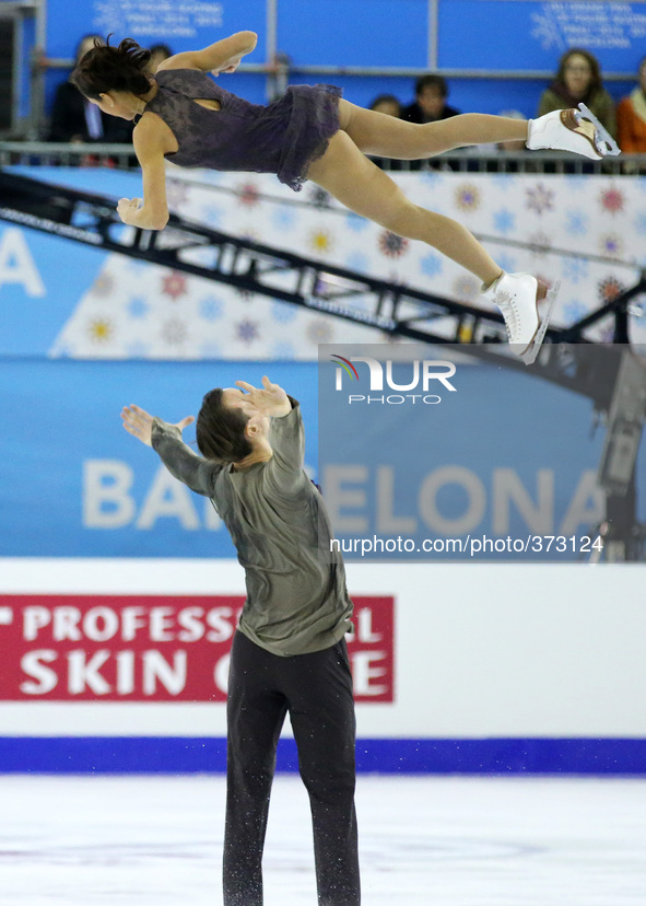 13 december-BARCELONA SPAIN: Ksenia Stolbova and Fedor Klimov in the pairs free skating final in the ISU Grand Prix in Barcelona, held at th...