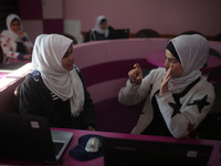 Deaf Palestinian students in Gaza get lessons in their classroom at first school in Palestine care with them, on 10 February 2019. (