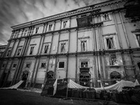 Archbishopri in the historic center of L'Aquila City, on January 11, 2014, severly damaged after the earthquake of April 6, 2009. (