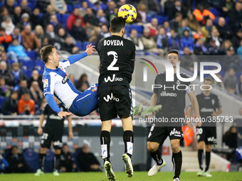 BARCELONA -04 december- SPAIN: Montanes and Boveda in the match between RCD Espanyol and S.D. Eibar, for Week 17 of the spanish Liga BBVA ma...