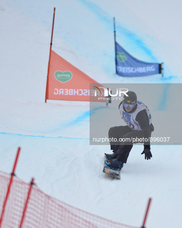 Jin-Yong Woo from Korea, during a Men's Snowboardcross Qualification round, at FIS Snowboard World Championship 2015, in Kreischberg. Kreisc...