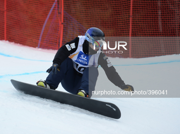 Shinya Momono from Japan, during a Men's Snowboardcross Qualification round, at FIS Snowboard World Championship 2015, in Kreischberg. Kreis...