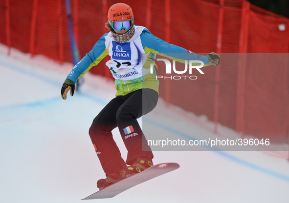 Tony Ramoin from France, during a Men's Snowboardcross Qualification round, at FIS Snowboard World Championship 2015, in Kreischberg. Kreisc...