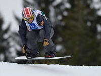 Trevor Jacob from USA, during a Men's Snowboardcross Qualification round, at FIS Snowboard World Championship 2015, in Kreischberg. Kreischb...