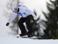 Jarryd Hughes from AUstria, during a Men's Snowboardcross Qualification round, at FIS Snowboard World Championship 2015, in Kreischberg. Kre...