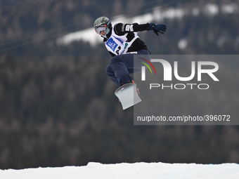 Daisuke Watanabe from Japan, during a Men's Snowboardcross Qualification round, at FIS Snowboard World Championship 2015, in Kreischberg. Kr...