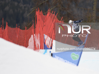 Christian Ruud Myhre from Norway, during a Men's Snowboardcross Qualification round, at FIS Snowboard World Championship 2015, in Kreischber...