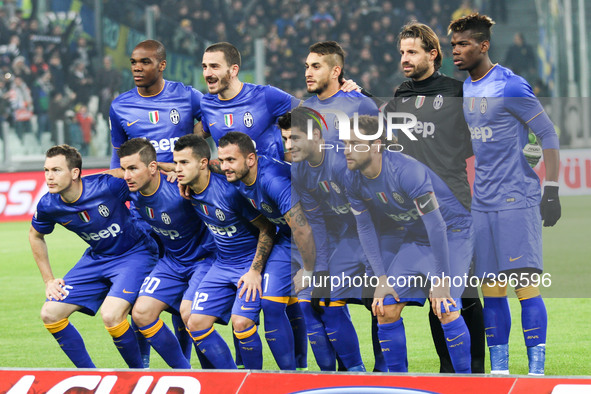 Juventus Team poses in order to be photographed before the Coppa Italia round of 16 football match JUVENTUS - TORINO on 15/01/15 at the Juve...