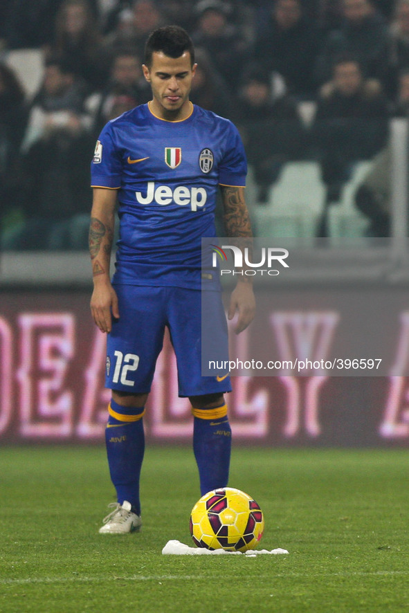 Juventus forward Sebastian Giovinco (12) prepares to shoot a kick off during the Coppa Italia round of 16 football match JUVENTUS - TORINO o...