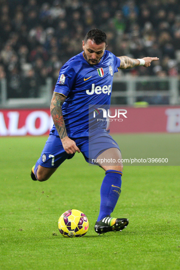 Juventus midfielder Simone Pepe (7) in action during the Coppa Italia round of 16 football match JUVENTUS - TORINO on 15/01/15 at the Juvent...