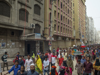 Workers coming out from different garments factories on their way home during lunch break in Narayanganj on April 24, 2019. (