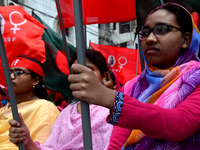 Bangladeshi garment workers and other labor organization activists take part in a rally to mark May Day or International Workers' Day in Dha...