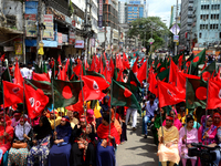 Bangladeshi garment workers and other labor organization activists take part in a rally to mark May Day or International Workers' Day in Dha...