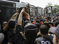 Protesters is arrested during a clash with police on a street in the Besiktas neighbourhood during a May Day demonstration on 1 May 2019 in...