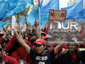 Thousand of labours from various labour organizations commemorating the International Labour Day or knows as May Day in Jakarta on May 1, 20...