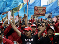 Thousand of labours from various labour organizations commemorating the International Labour Day or knows as May Day in Jakarta on May 1, 20...