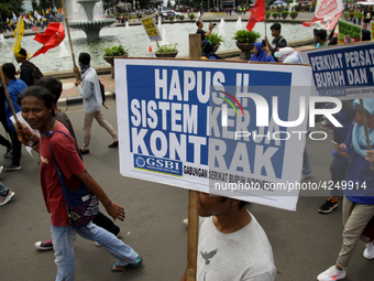 Thousand of labours from various labour organizations commemorating the International Labour Day or knows as May Day in Jakarta on May 1, 20...