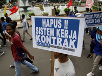 Thousand of labours from various labour organizations commemorating the International Labour Day or knows as May Day in Jakarta on May 1, 20...