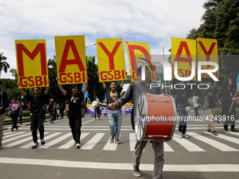 Thousand of labours from various labour organizations commemorating the International Labour Day or knows as May Day in Jakarta on May 1, 20...