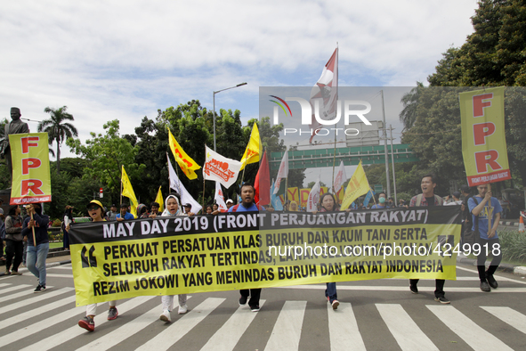 Thousand of labours from various labour organizations commemorating the International Labour Day or knows as May Day in Jakarta on May 1, 20...