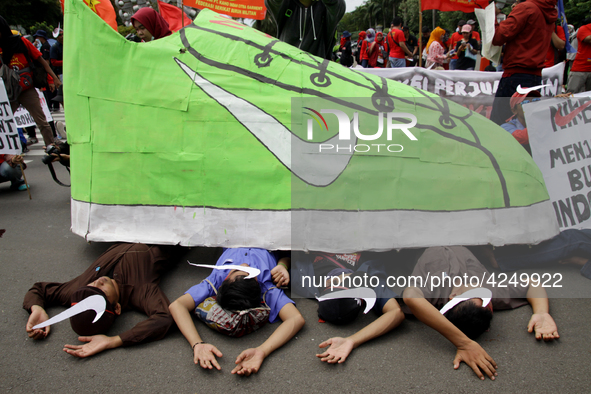 Thousand of labours from various labour organizations commemorating the International Labour Day or knows as May Day in Jakarta on May 1, 20...